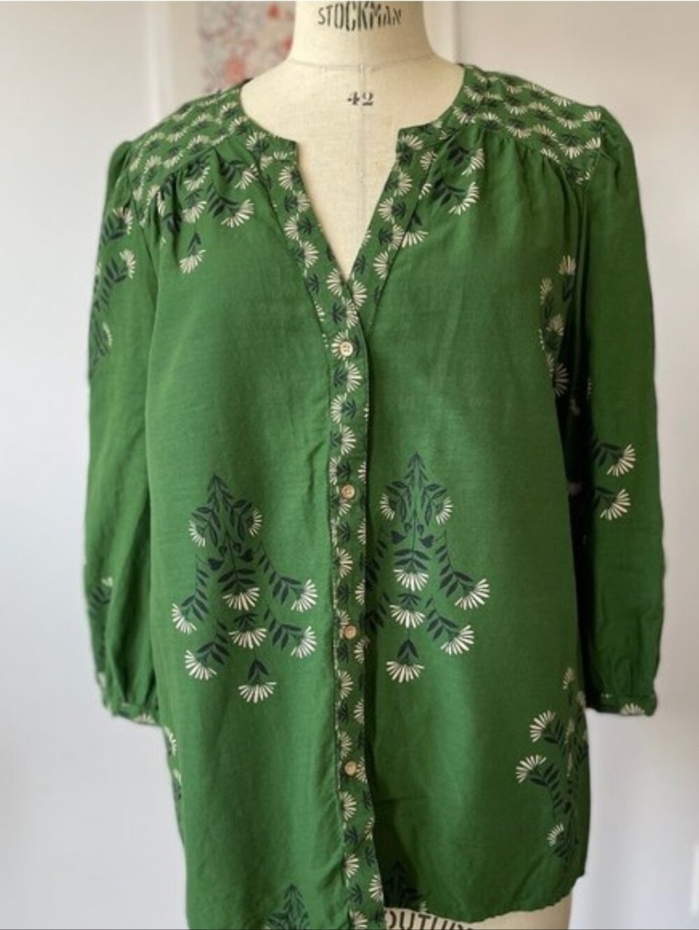 Green Floral Blouse Knox Rose Size XL
